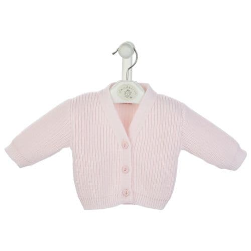 Baby Girls Ribbed Knitted Cardigan - Pink