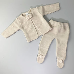 baby boy beige knitted two piece outfit