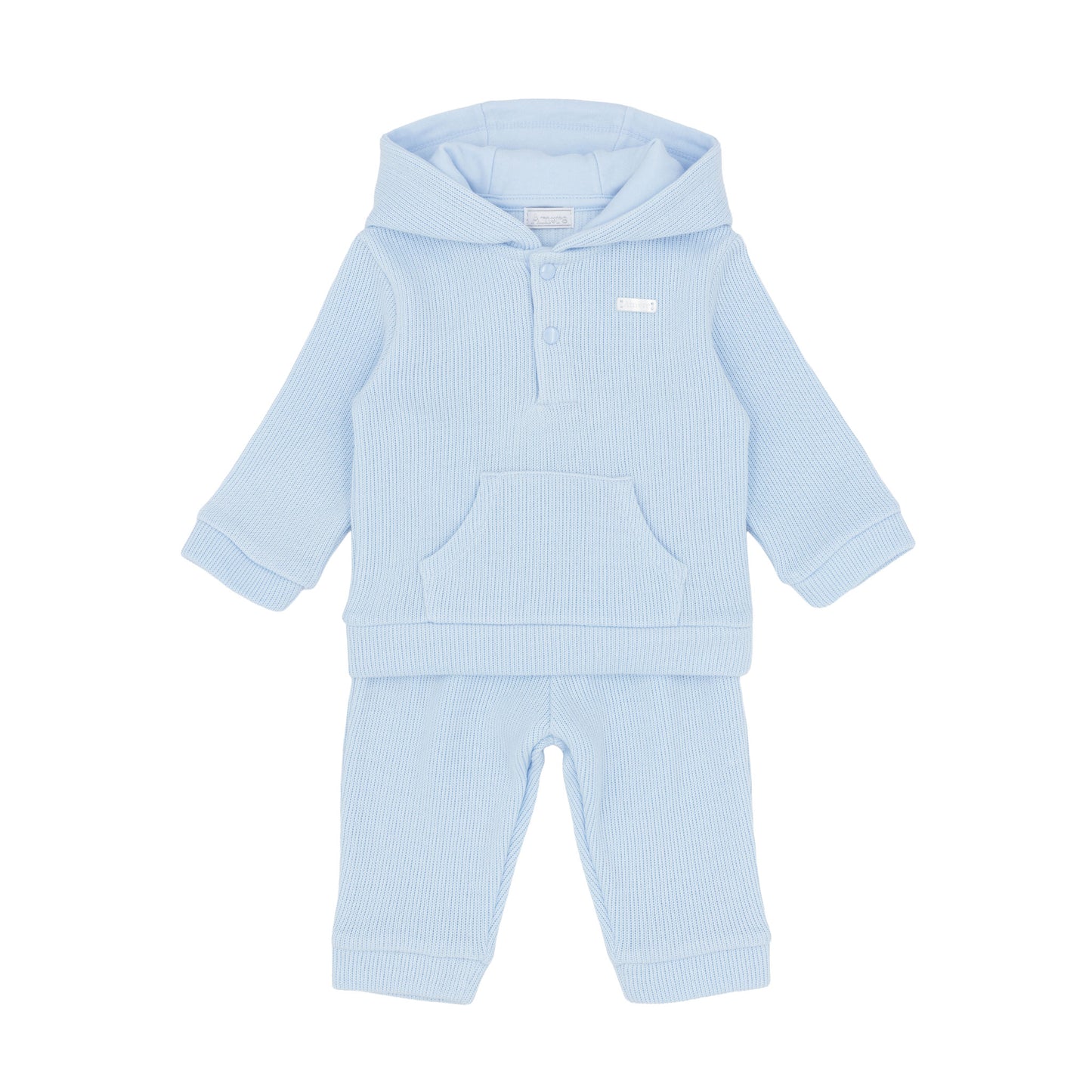 Amore baby boys blue knitted hooded tracksuit with matching trousers