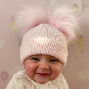 baby girl pink pom hat