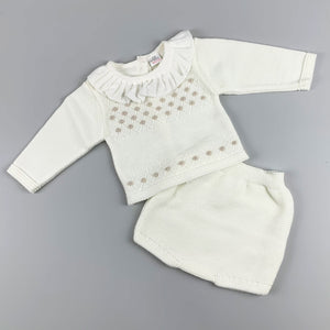 baby girl white 2 piece kniited set