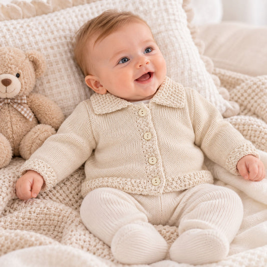 baby boy beige cardigan by dandelion