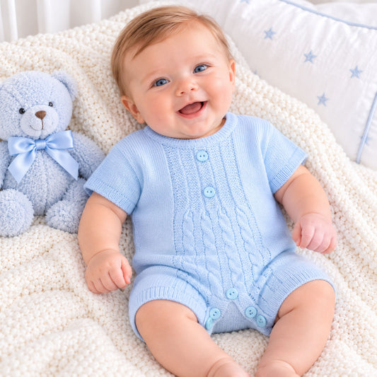 dandelion boys blue knitted romper
