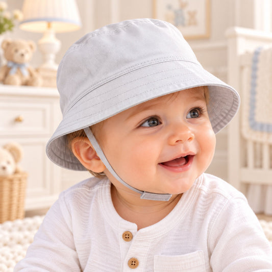 baby grey bucket style sun hat