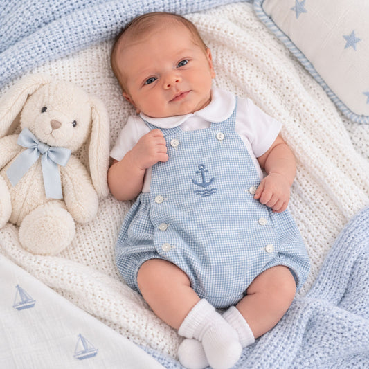 baby boy in pex romper with anchor