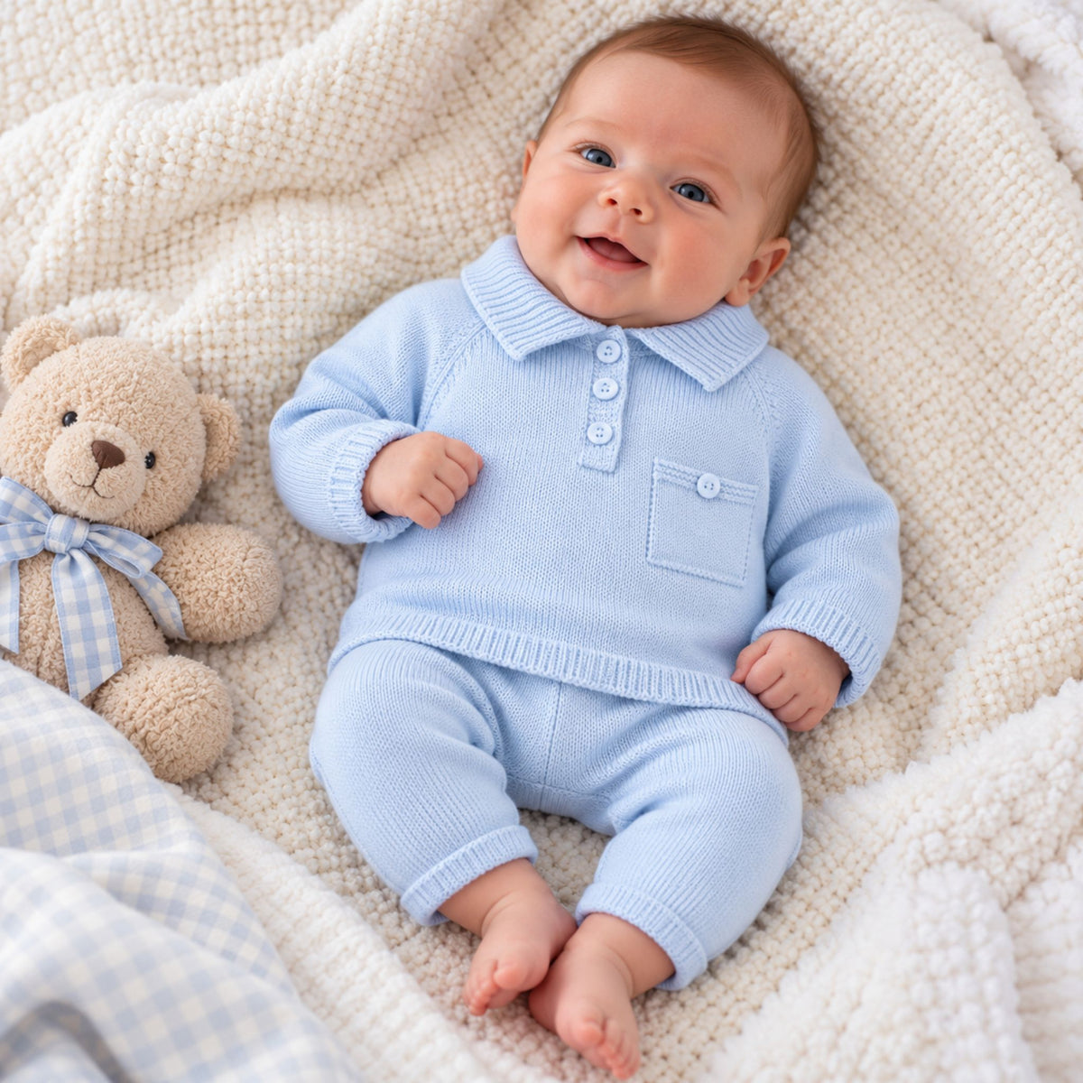 newborn baby boy blue 2 piece outfit