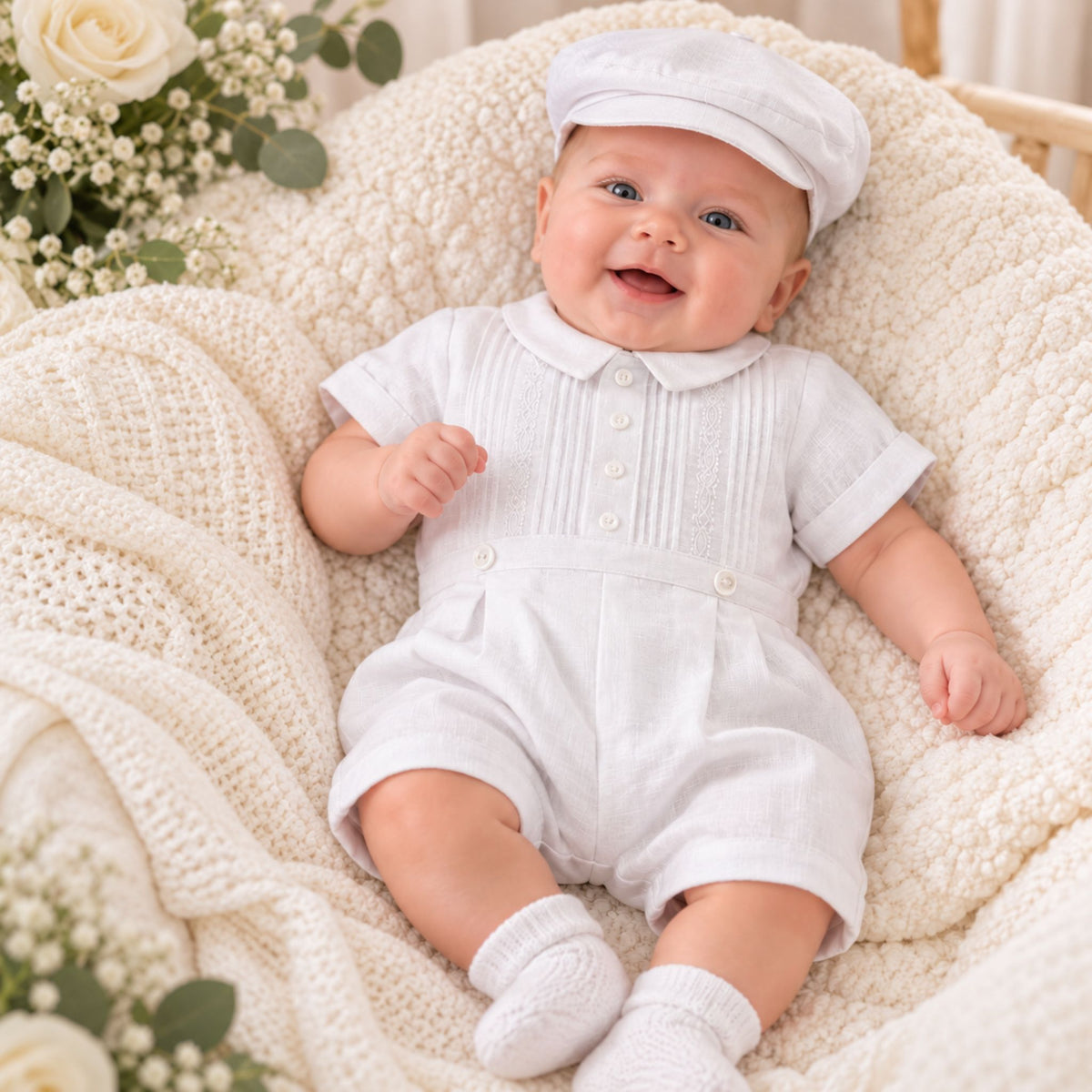 sarah louise boy christening outfit with hat