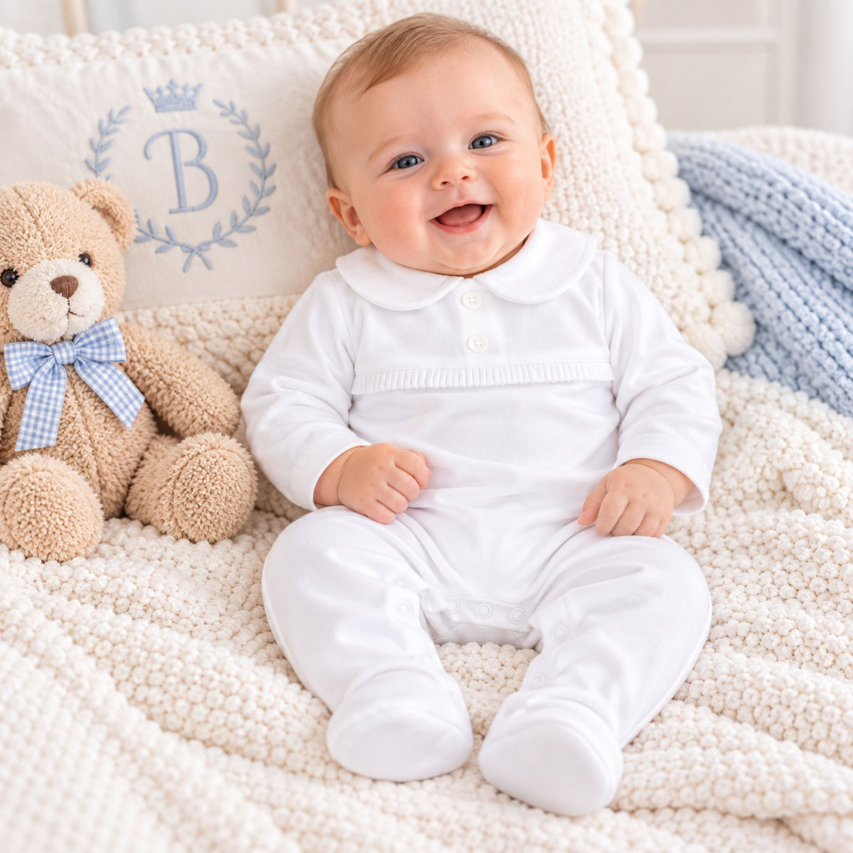 baby boy with withe sleepsuit