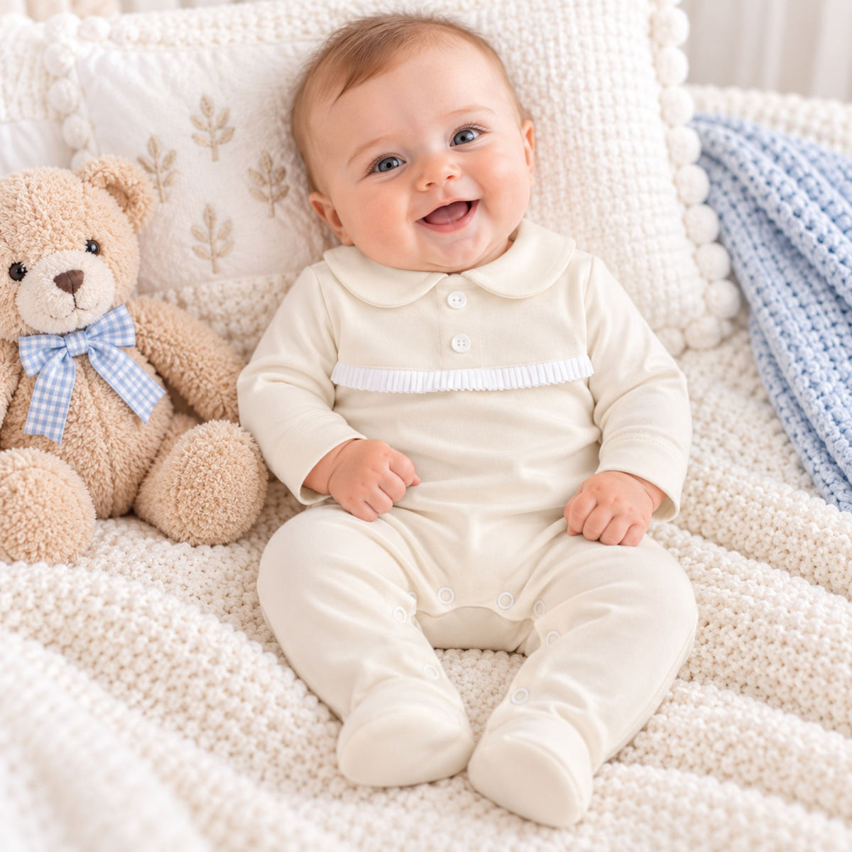 baby boy beige sleepsuit
