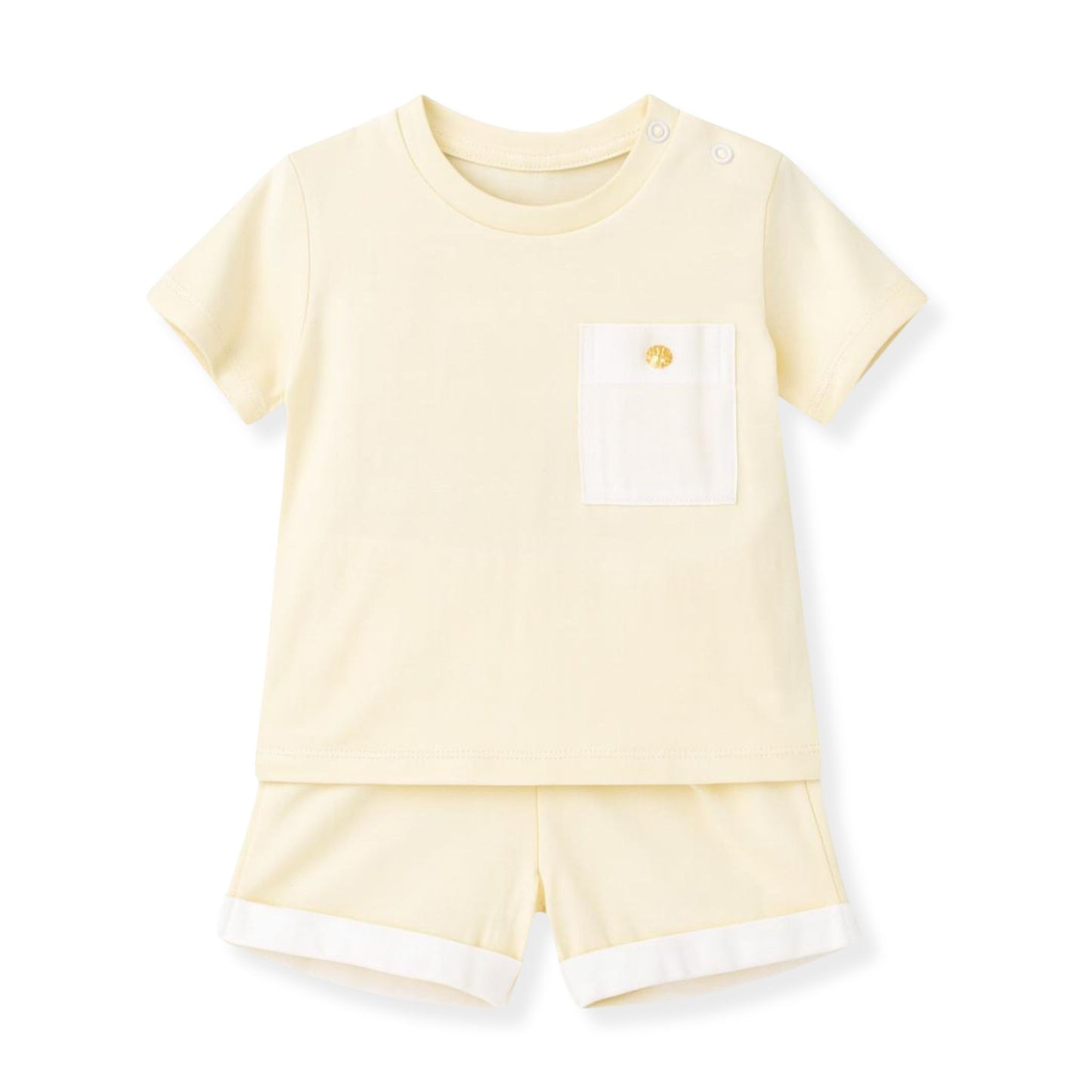 Baby boys lemon yellow shorts and shirt set