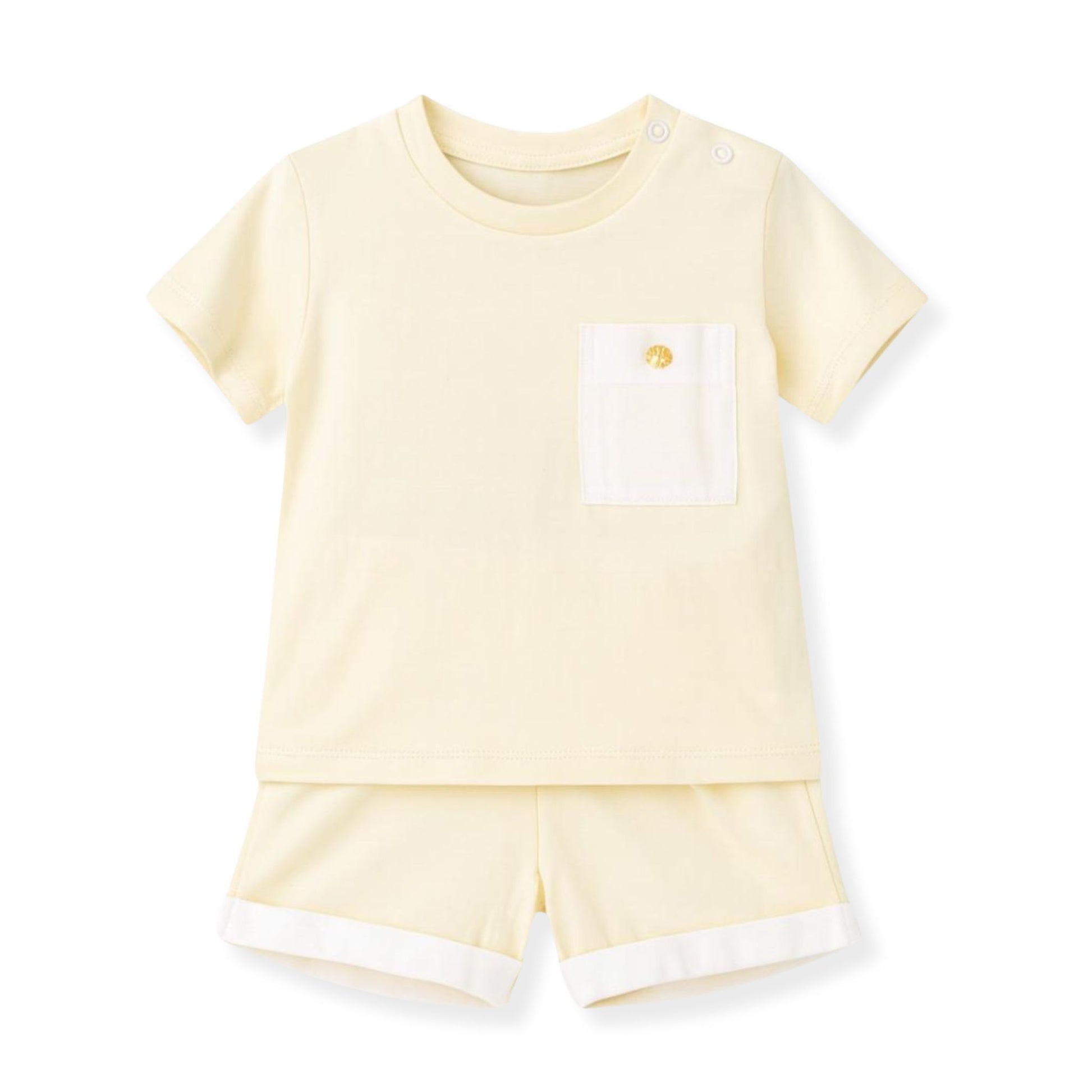 Baby boys lemon yellow shorts and shirt set