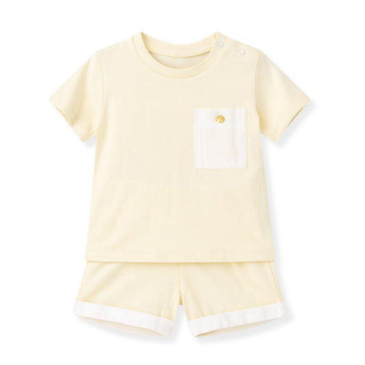 Baby boys lemon yellow shorts and shirt set