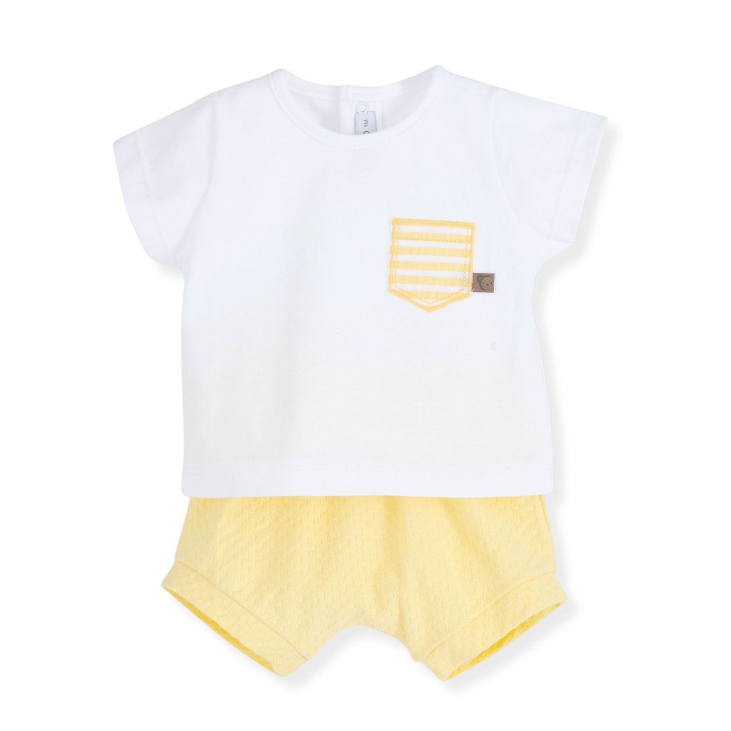 baby boys summer t shirt and shorts lemon yellow outfit