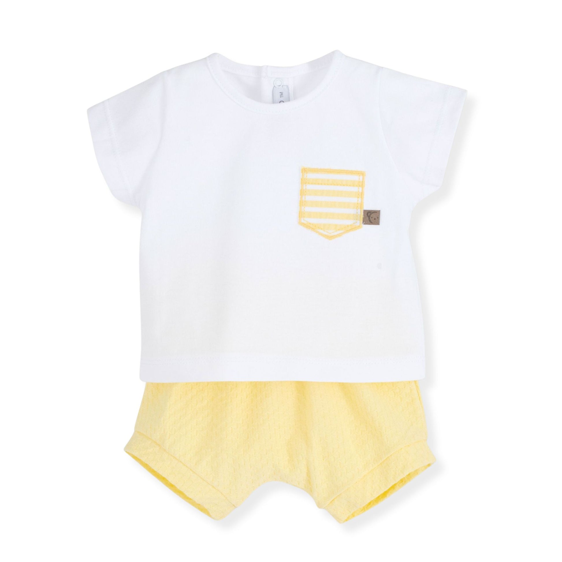 baby boys summer t shirt and shorts lemon yellow outfit
