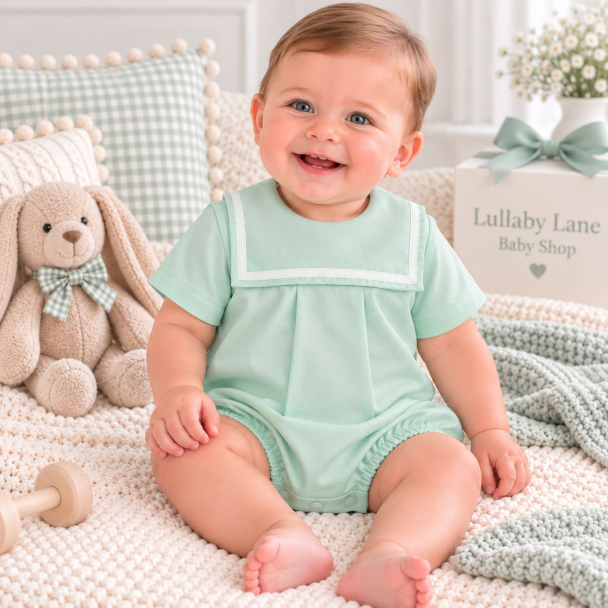 baby boys mint green romper