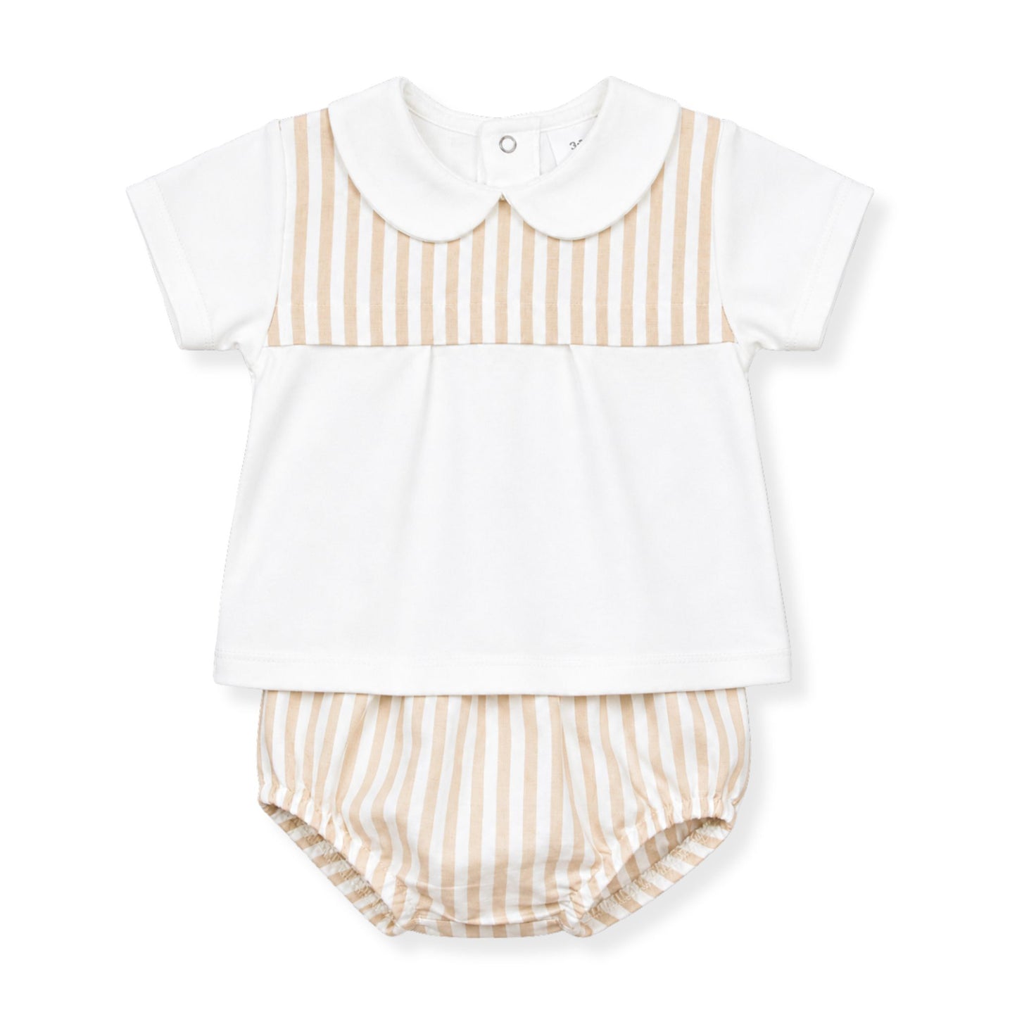 Baby Boy Beige & White Striped Two-Piece Summer Set