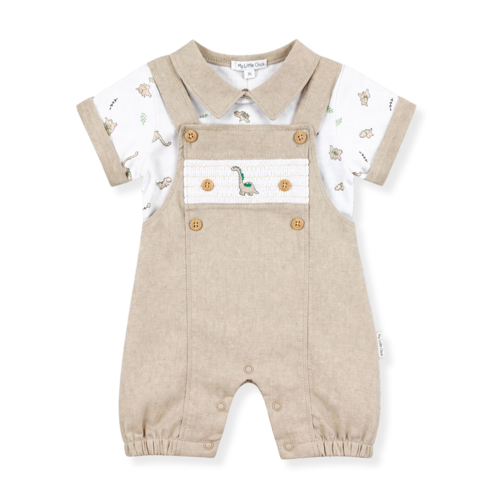 boys dinosaur design dungarees and tshirt