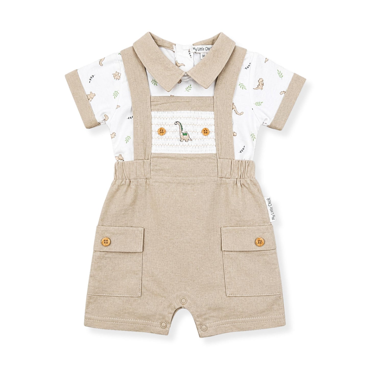 boys dinosaur design dungarees and tshirt