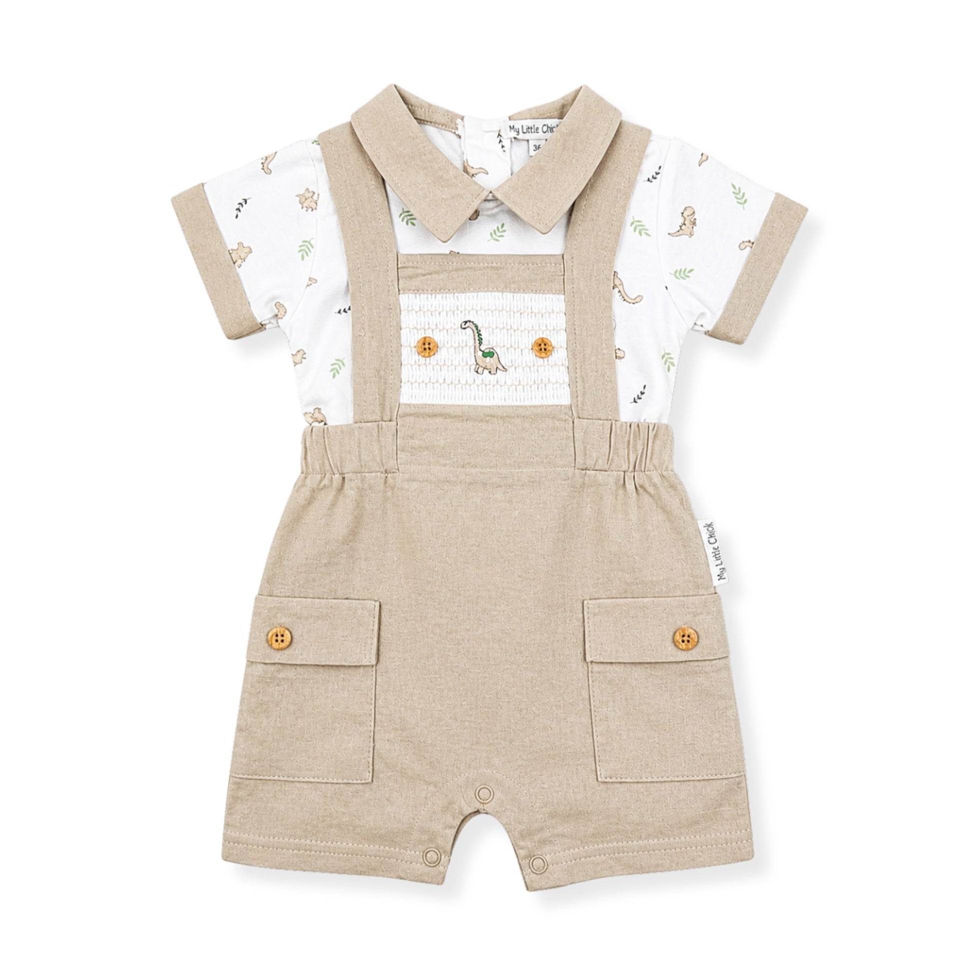 boys dinosaur design dungarees and tshirt
