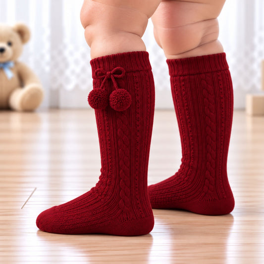 can u make these socks less burgundy and more red, also the knitted detail is two pronounced, keep the detail but make it less raised