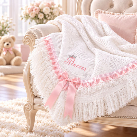 baby girl fancy shawlwith princess embroidery