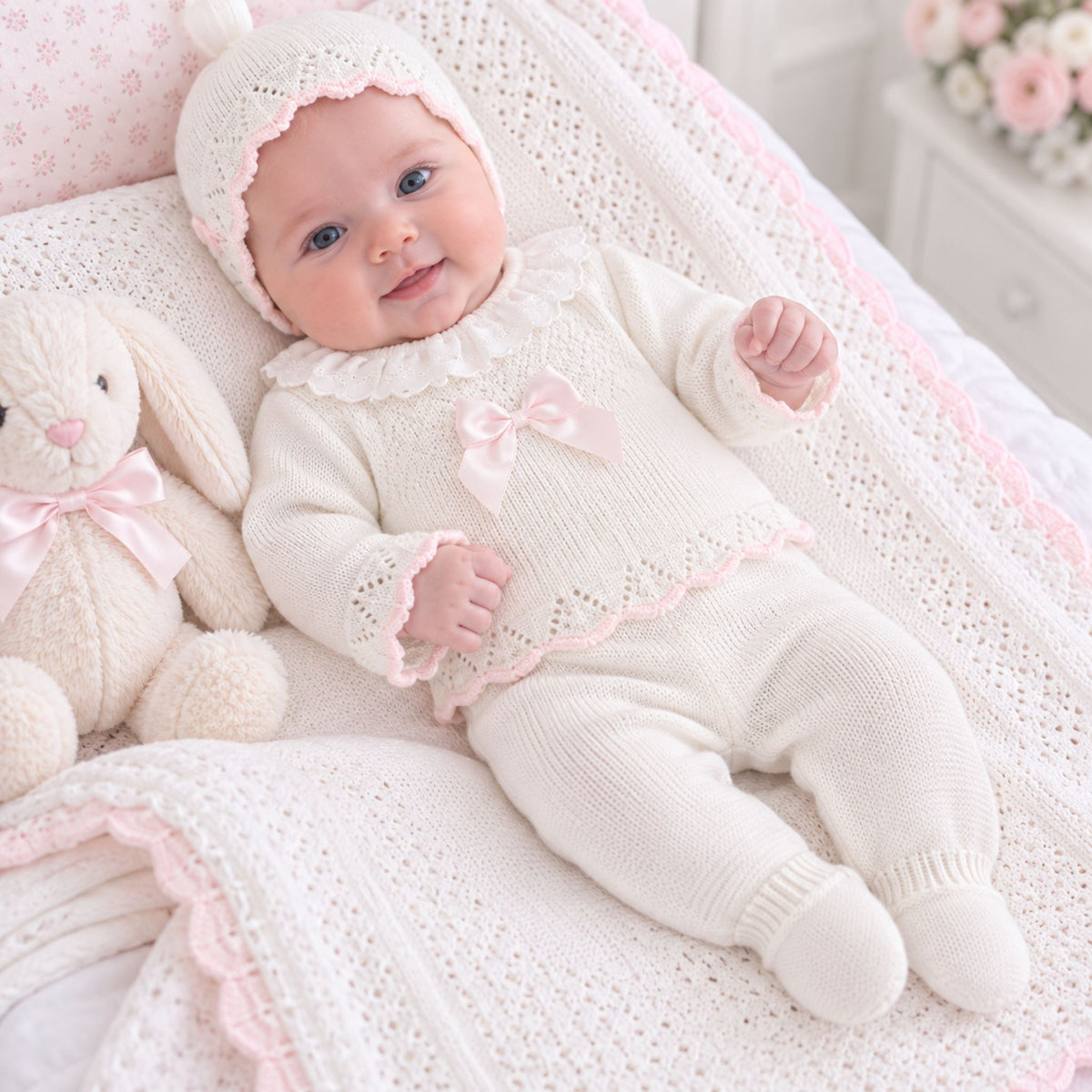 newborn baby girl knitted outfit