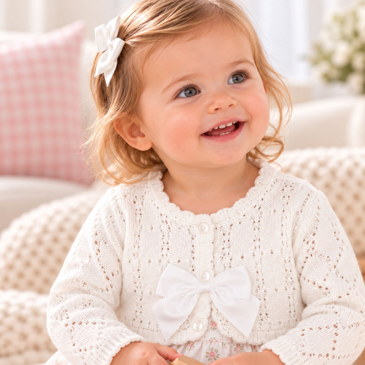 white toddler bolero cardigan