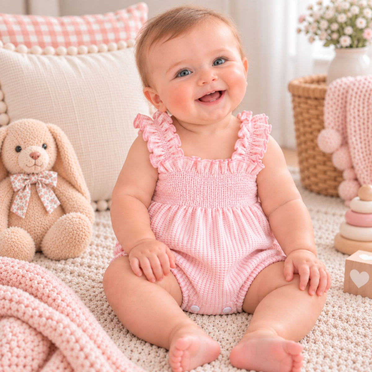 baby girl pink calamaro romper