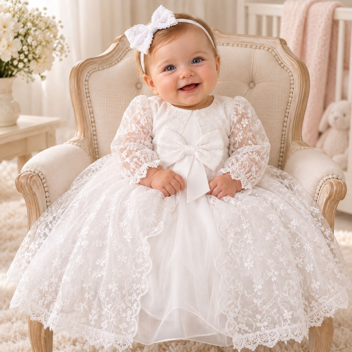 Baby Girls Christening/ Occasion Dress and Lace Jacket