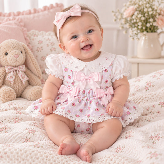 baby girl in floral 2 piece outfit