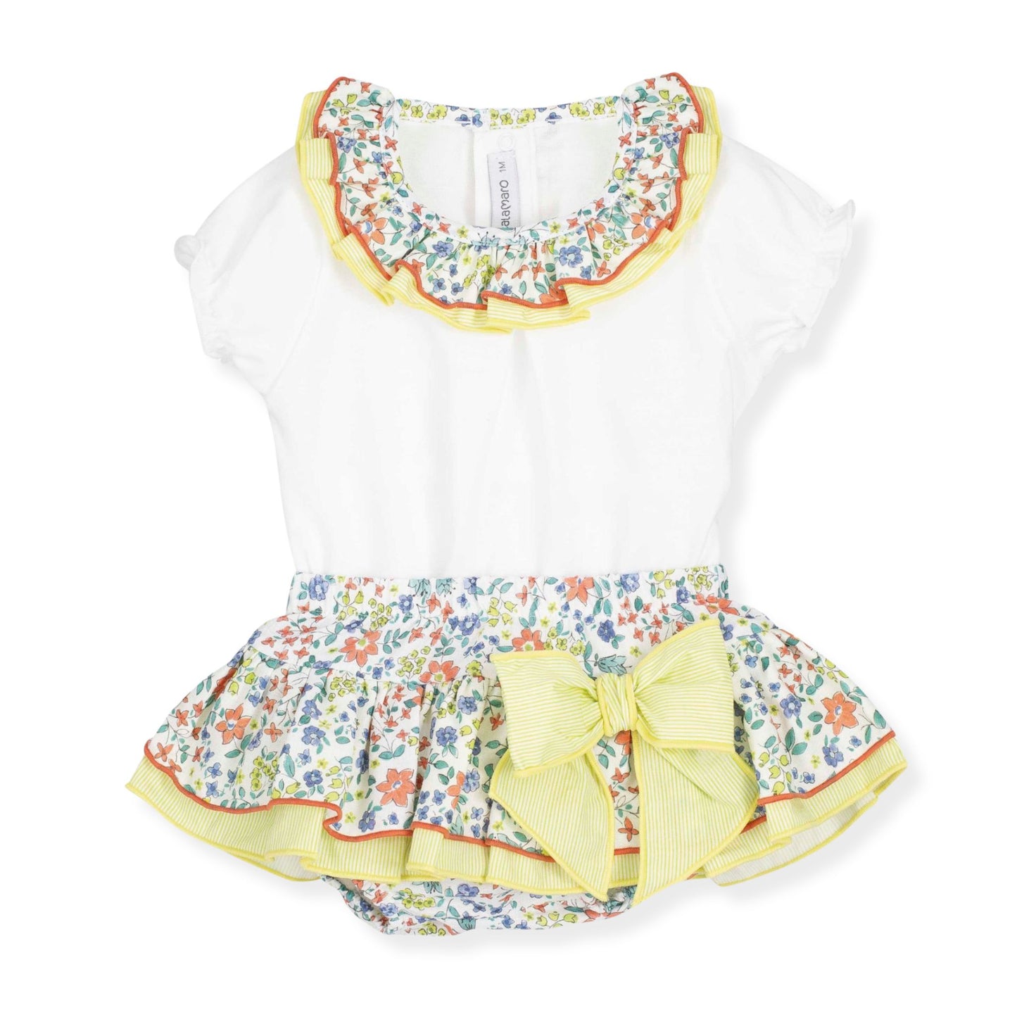 Baby Girls Shirt And Skirt Set With Floral Pattern