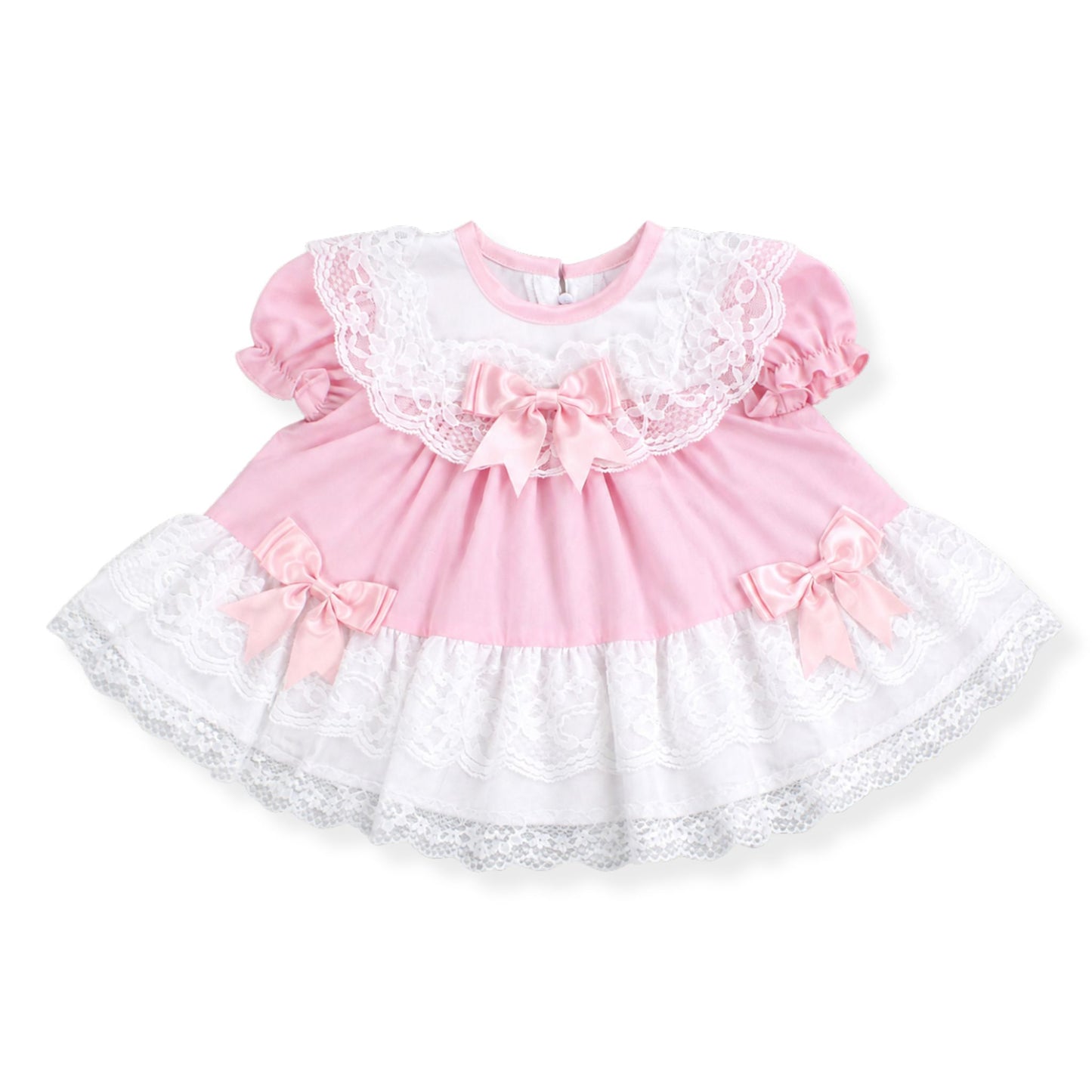 baby girl pink frilly puffball dress