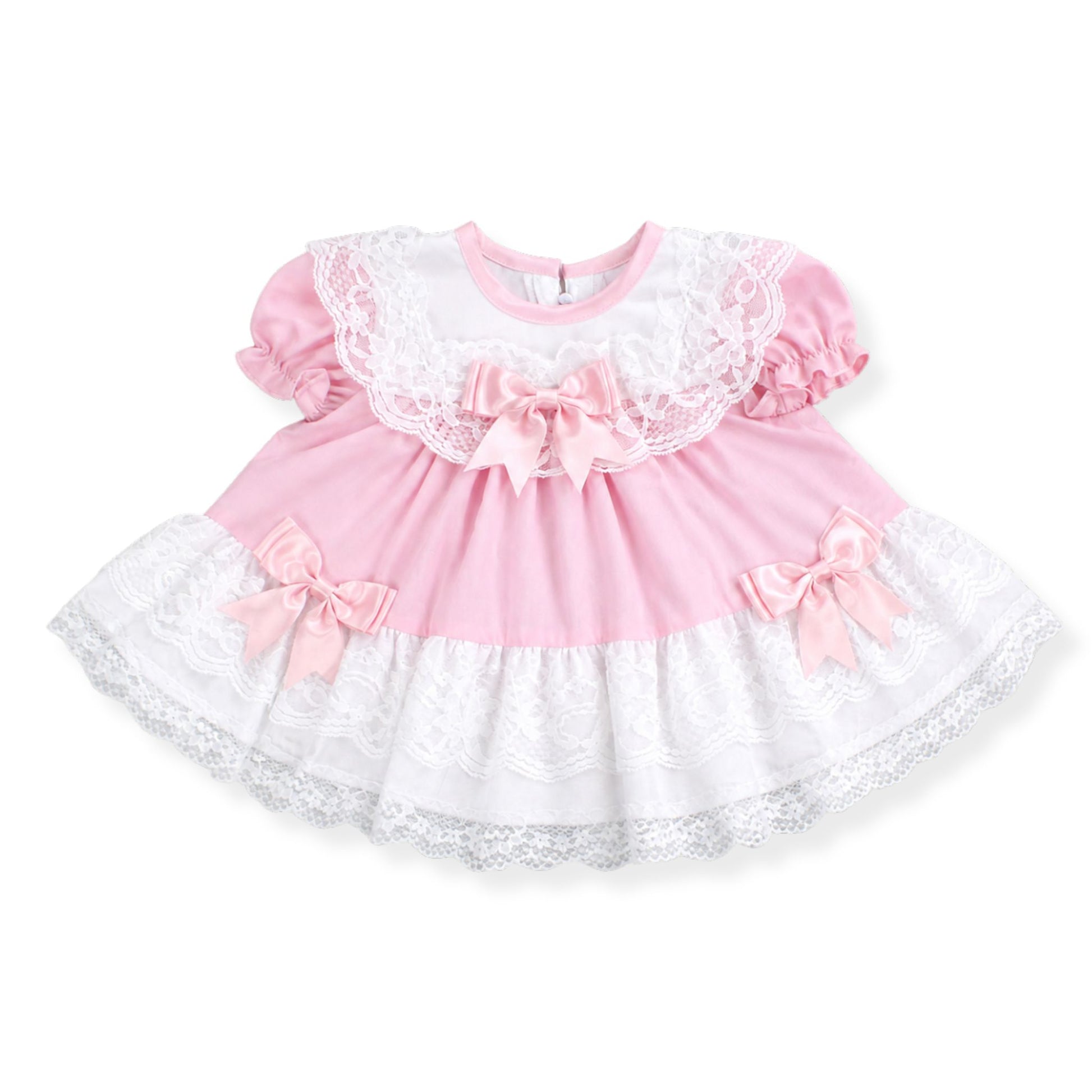 baby girl pink frilly puffball dress