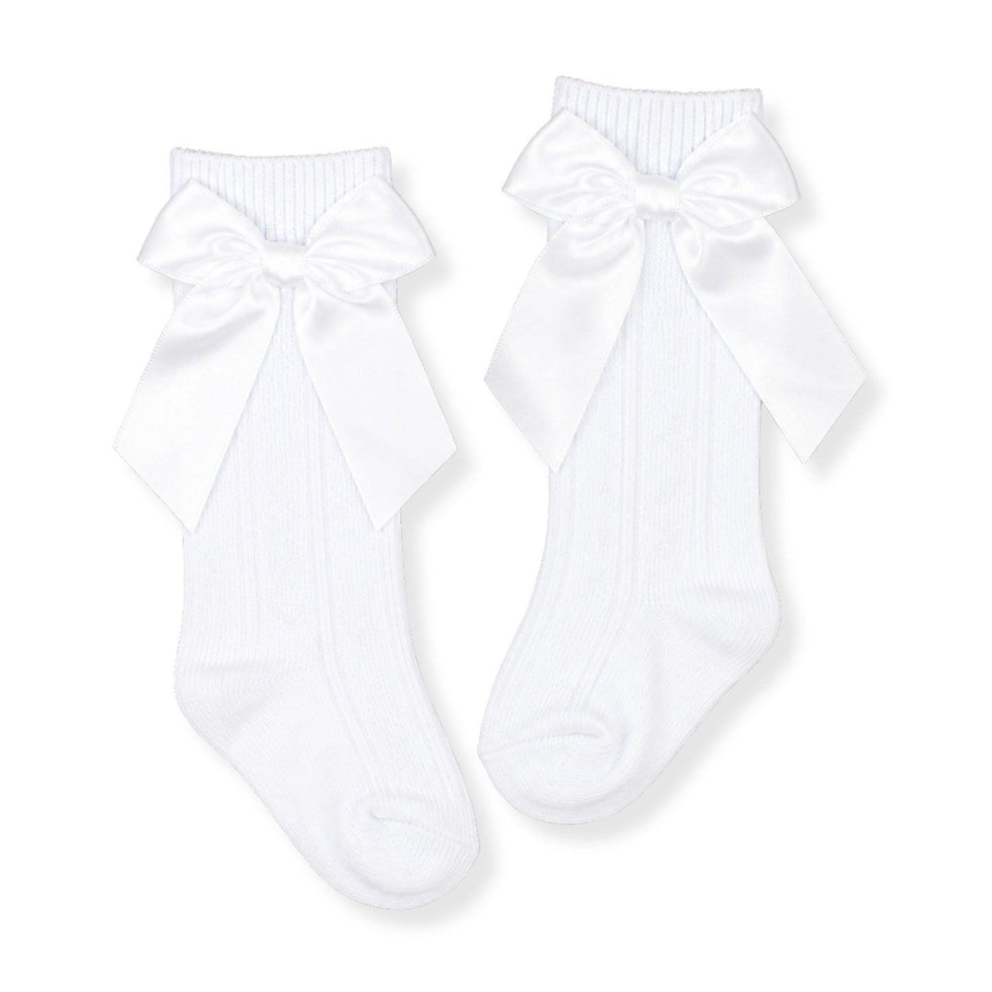 white baby girls knee high socks with bows