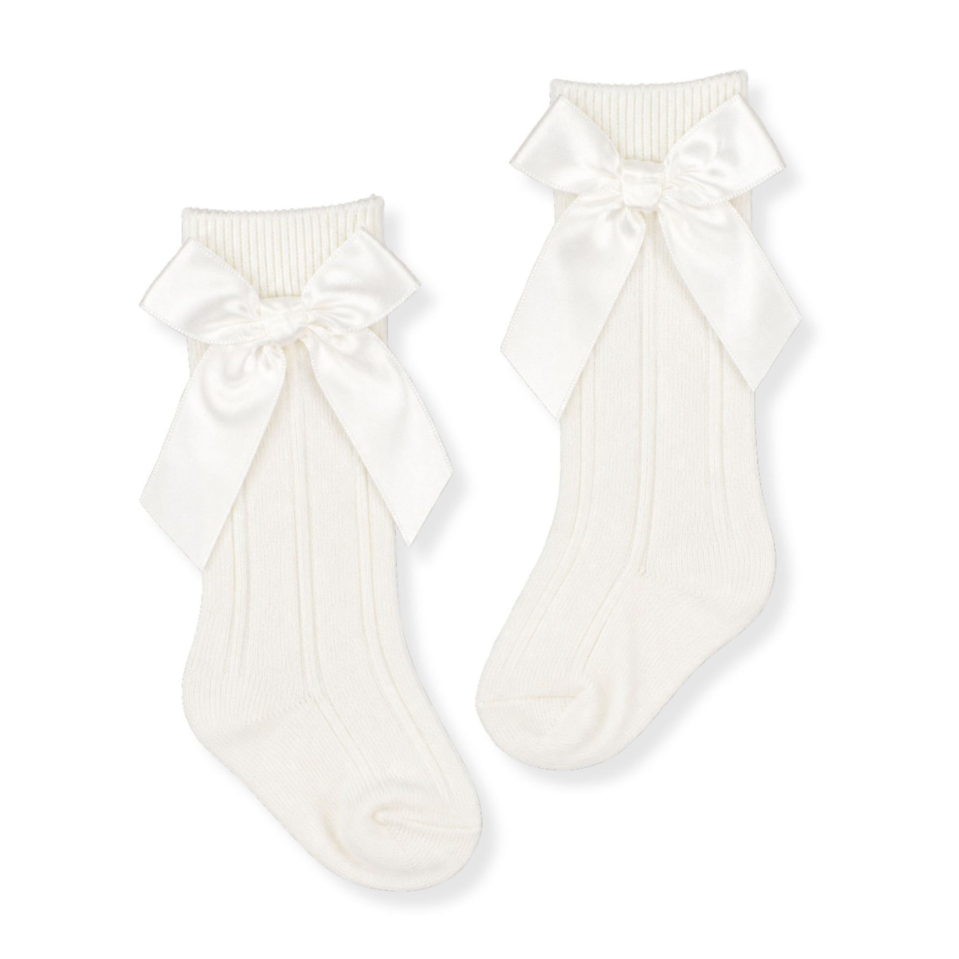 baby girls cream ribbon high knee socks