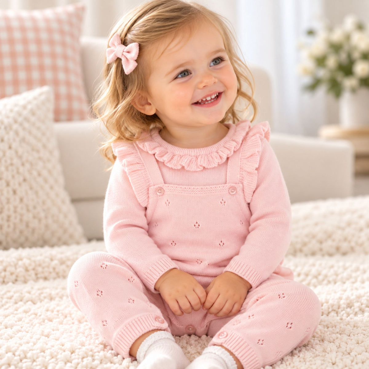 baby girl knitted dungarees and knitted top