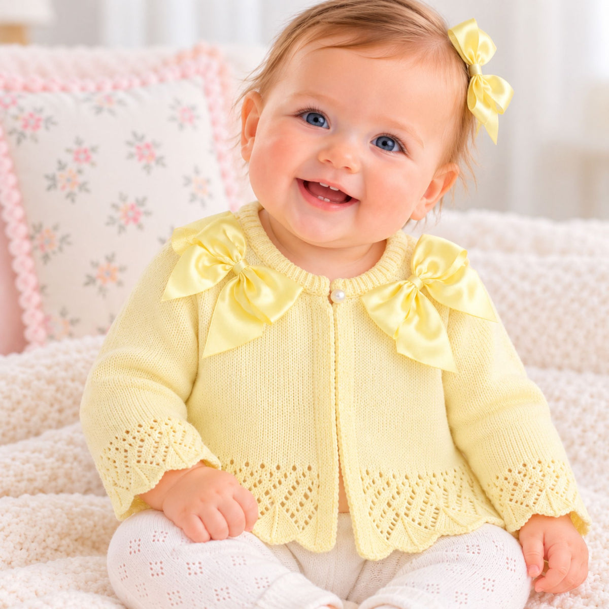 baby girl lemon cardigan with bows