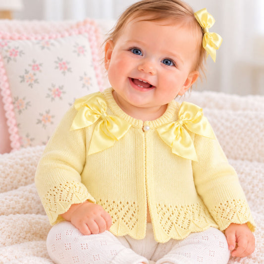 baby girl lemon cardigan with bows
