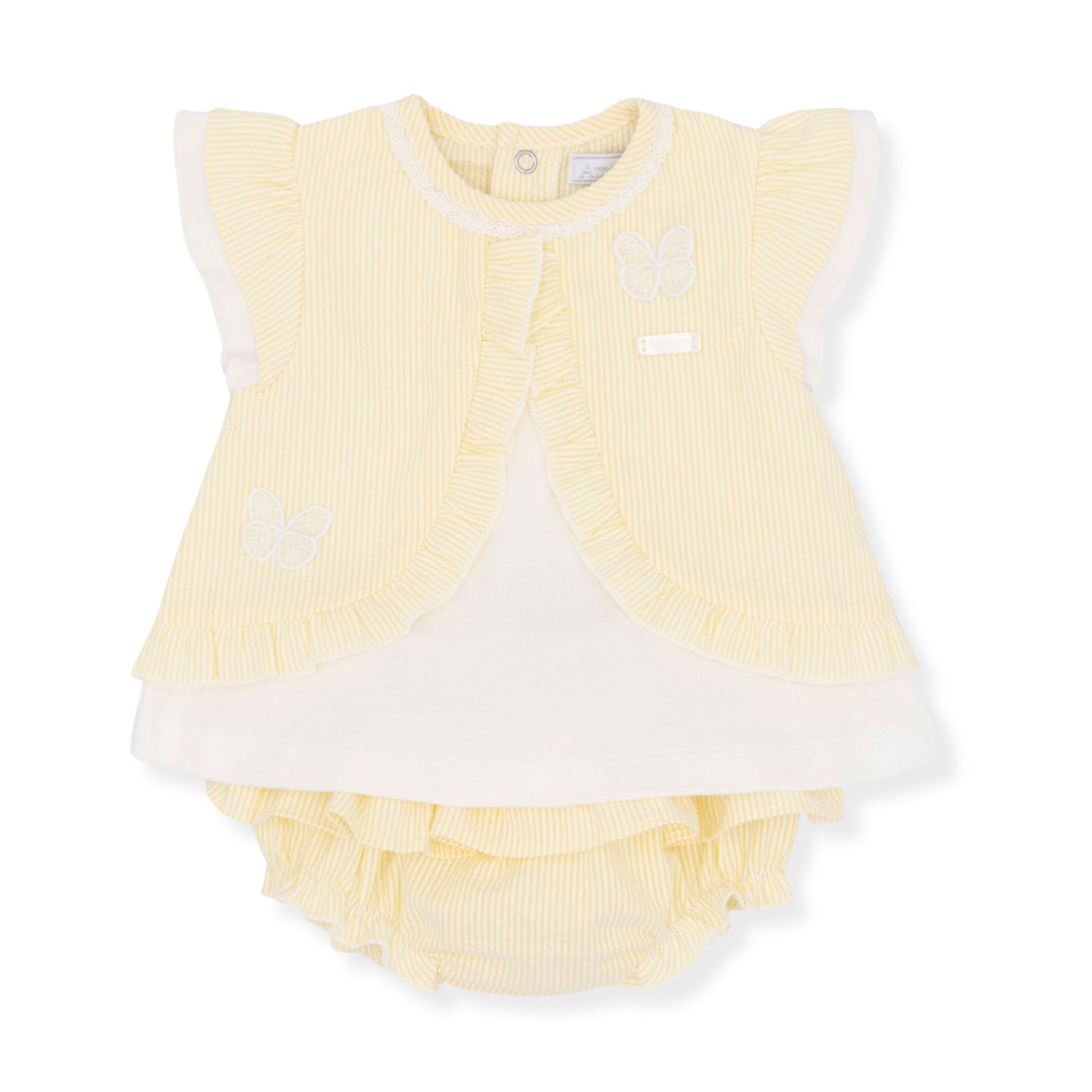 baby girls lemon yellow summer outfit by amore