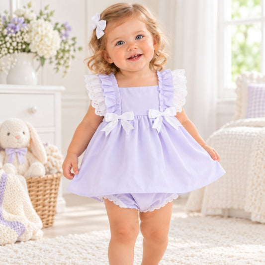 Baby Girl Lilac Dress & Matching Bloomers Set