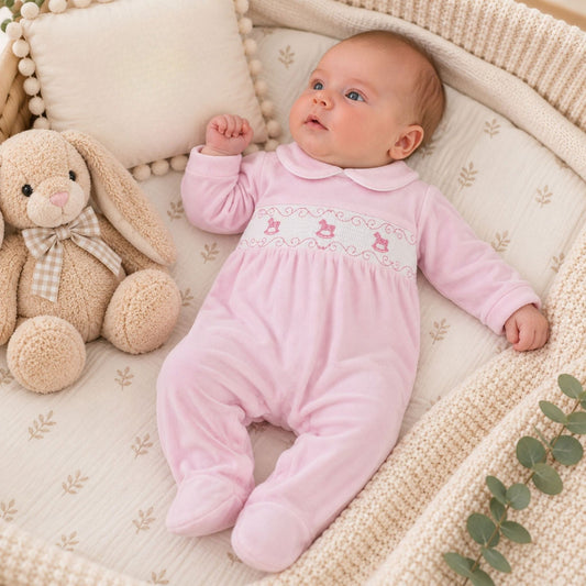 pex baby girl sleepsuit with smocking