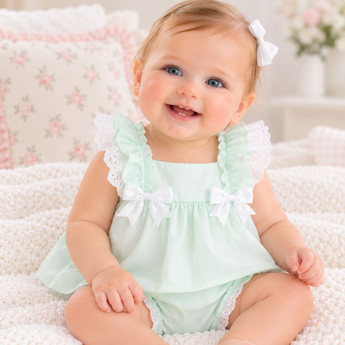baby  girl mint dress and bloomers