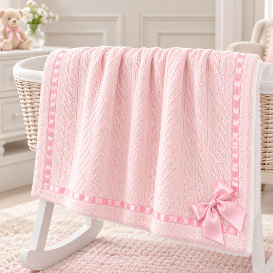 baby girl pink blanket with bow