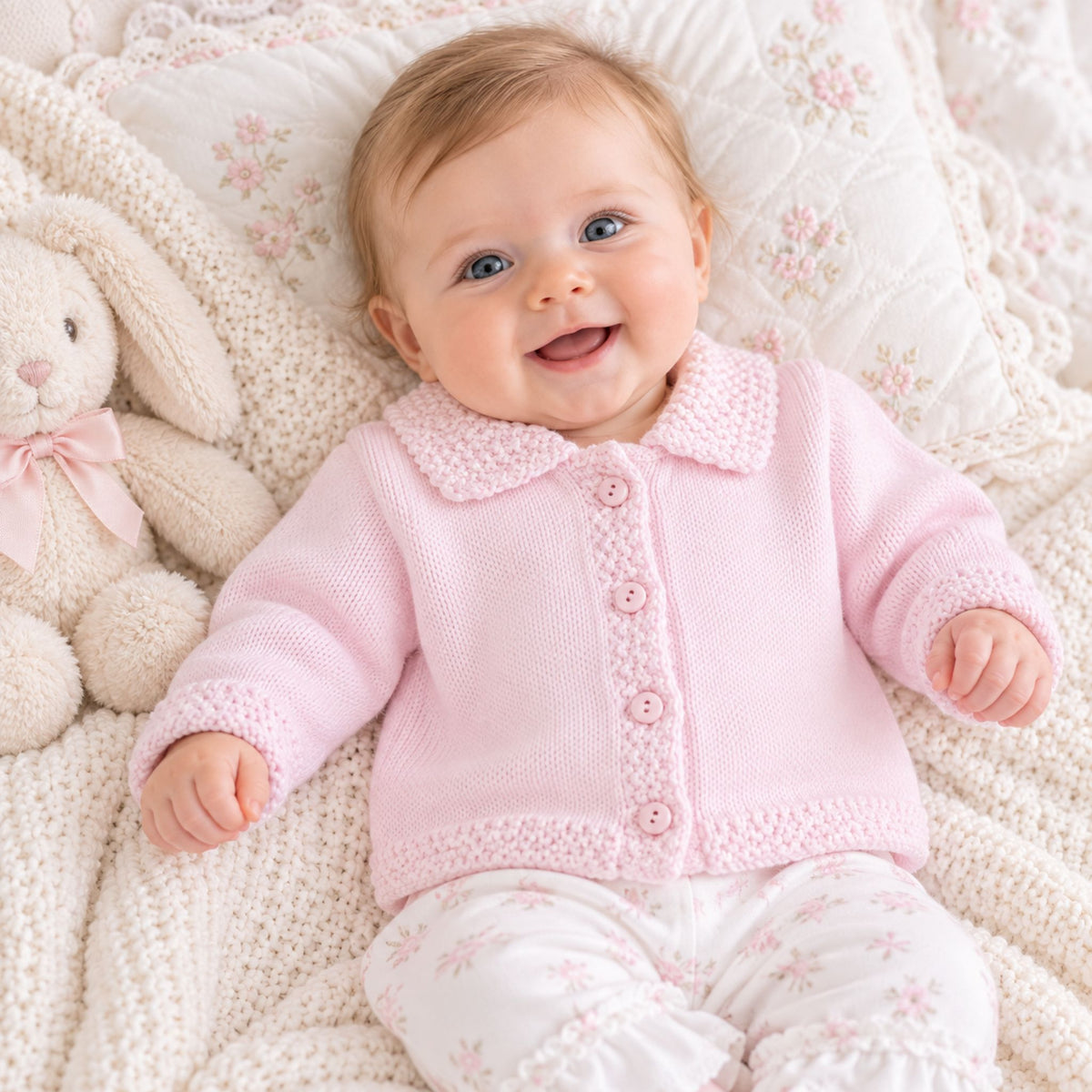 baby girl pink dandelion cardigan with collar