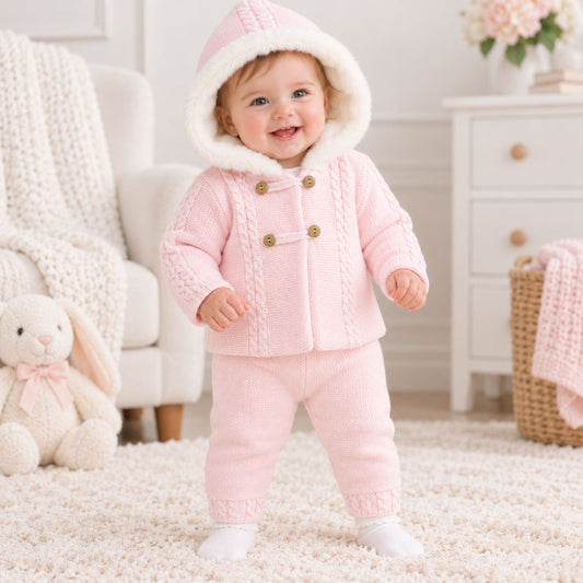 baby girl pink knitted chunky set