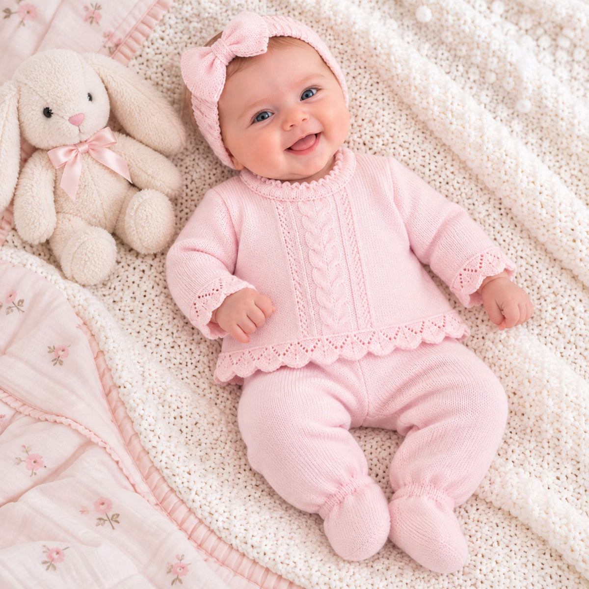 baby girl knitted 2 piece outfit by dandelion