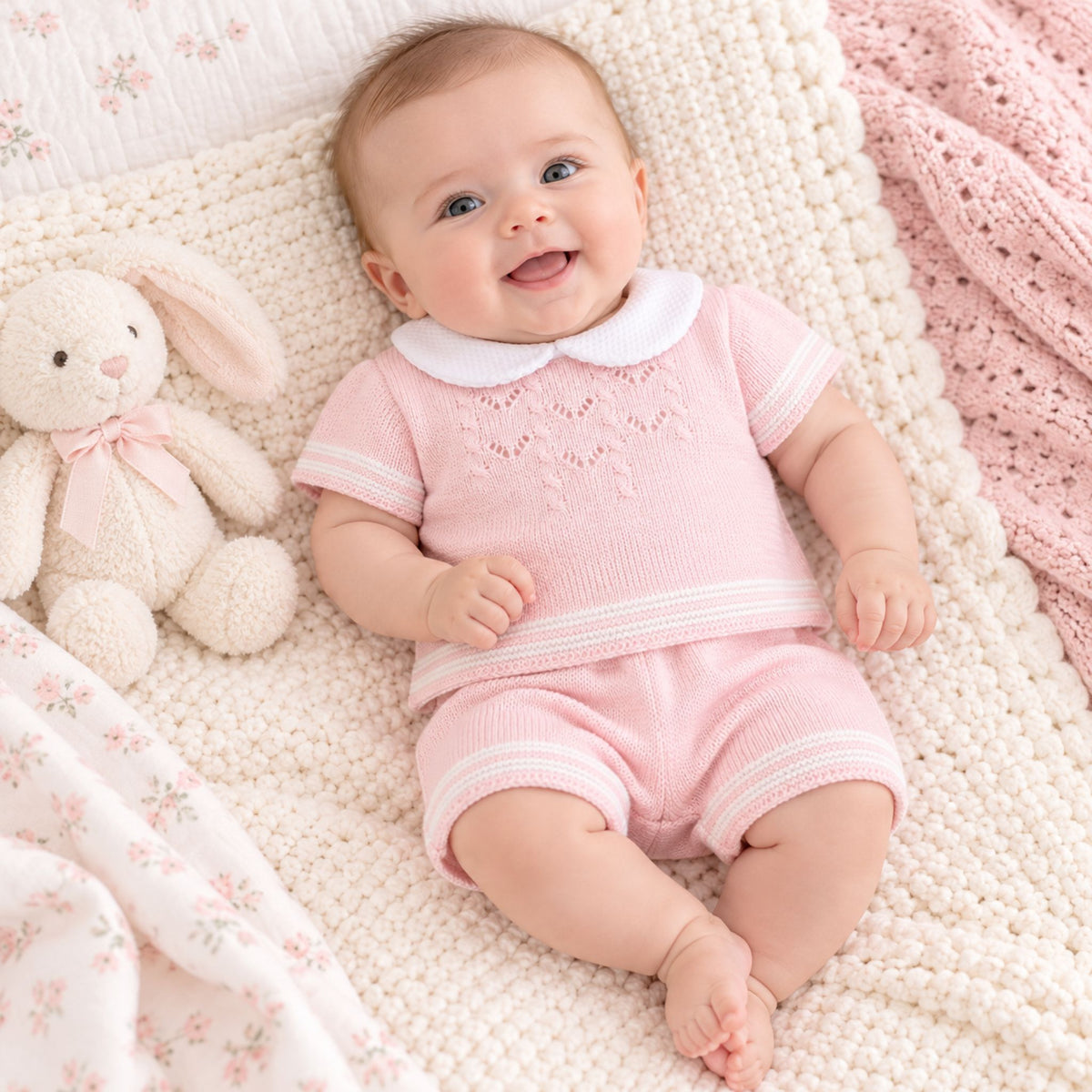 baby girl pink knitted set by little nosh