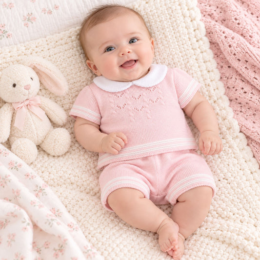 baby girl pink knitted set by little nosh