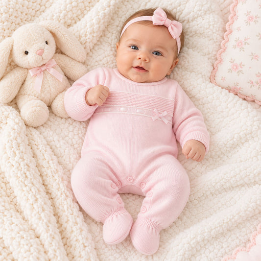 Dandelion Baby Girls Pink Knitted Romper