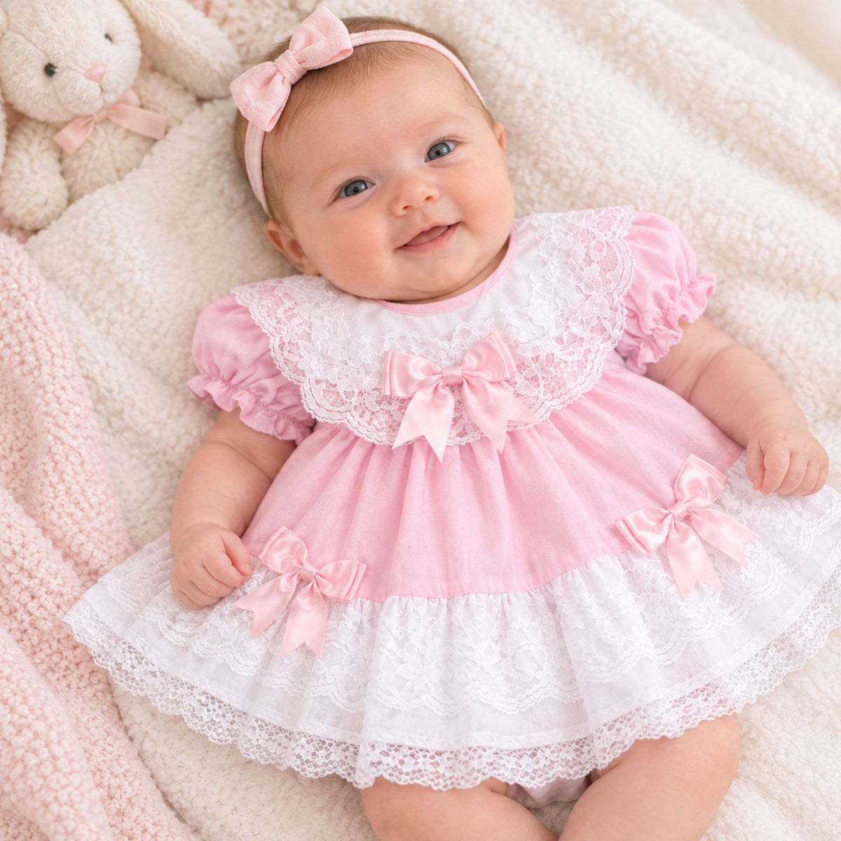 Baby Girl Frilly Puffball Dress - Pink
